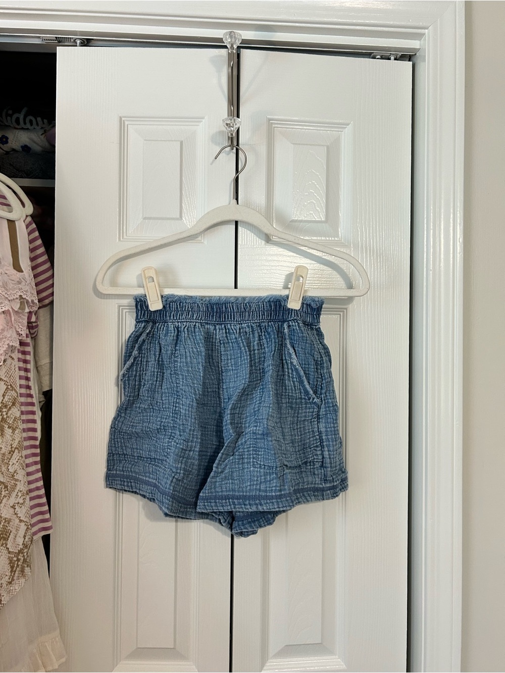 aerie Blue High-Waist Cotton Pull-On Shorts